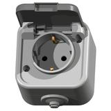 DELFINA Gniazdo pojedyncze z uziemieniem schuko wieczko w kolorze wyrobu - kolor szary