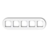 ICON Ramka uniwersalna pięciokrotna okrągła - efekt szkła (ramka: biała; spód: grafitowy mat) biały