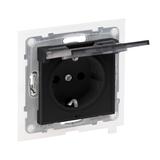 Suno Gniazdo Pojedyncze Z Uziemieniem Schuko 2P+Z- 16A 250 V Z Przesłoną IP44 Zaciski Automatyczne Czarny 721423 LEGRAND