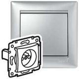 VALENA GNIAZDO POJEDYNCZE 2P+Z Z PRZESŁONAMI 16A-250V~ ALUMINIUM, Legrand