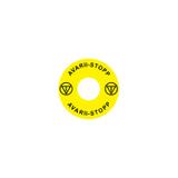 Ex9P1 H S6EE Naklejka wyłącznika awaryjnego do Ex9P1 H średnica 60mm samoprzylepna żółta EE 106806