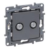 NILOE SELECTION - GNIAZDO TV -  F-F  KOŃCOWE DO INSTALACJI TYPU GWIAZDA 1 DB STAL, Legrand