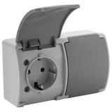 Gniazdo podwójne Schuko AQUATIC IP44 szary-grafit 10 szt. OR-OE-7106(GS)/GR/10 ORNO