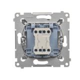 Simon 54 Przycisk podwójny zwierny bez piktogramu 10A 250V szybkozłączka srebrny mat DP2.01/43 KONTAKT