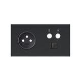 Simon 100 Panel 2-krotny: 1 gniazdo+1 TV+1 RJ45 czarny mat