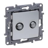 NILOE SELECTION - GNIAZDO TV -  F-F  KOŃCOWE DO INSTALACJI TYPU GWIAZDA 1 DB ALUMINIUM, Legrand