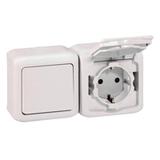 Forix IP44 Łącznik Schodowy 10Ax + Gniazdo Pojedyncze Z Uziemieniem 16A 250V Białe 782376 LEGRAND