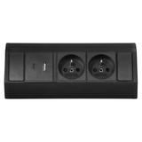 Gniazdo meblowe narożne 2x2P+Z 2xUSB czarne VIRONE OR-GM-9039/B ORNO