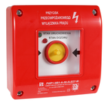 Ręczny przycisk ppoż wyłącznika prądu PWP 2Z 2LED zielony/czerwony 230V CNBOP SPAMEL