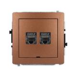 DECO Mechanizm gniazda komputerowego podwójnego 2xRJ45, kat. 7, ekranowany, 8-stykowy, bez pola opis