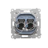 Simon 55 Gniazdo komputerowe podwójne RJ45 kategoria 6 z przesłoną przeciwkurzową Biały mat