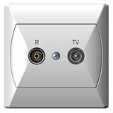 AKCENT Gniazdo RTV przelotowe 16-dB - kolor biały