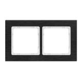 DECO Ramka uniwersalna podwójna - aluminium szczotkowane (ramka: czarna; spód: biały) czarny