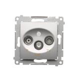 Simon 54 Gniazdo antenowe R-TV-SAT przelotowe srebrny mat