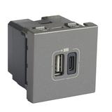 Mosaic - Ładowarka 2Xusb 2400 Ma Typ-A + Typ-C Aluminium 079392 LEGRAND