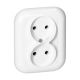 Gniazdo podwójne podtynkowe 2x2p 16A, 250V, FAN, biały