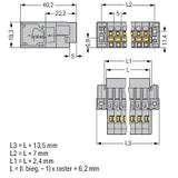 X-COM wtyk 12-biegunowy szary raster 5 mm /15szt./ WAGO