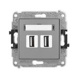 ICON Gniazdo podwójne 2xUSB A-A 2.0 szary mat 27IGUSB-2 KARLIK