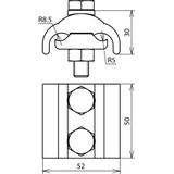 Zacisk równoległy do drutu 5-16 mm/16-150 mm2, 2xM8, Cu