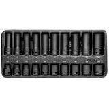 Nasadki udarowe 1/2", 10-24 mm, zestaw 20 szt., wkładka