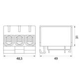 Złączka przelotowa gwintowana na szynę AL/CU 145A 3x(2,5-50)mm2 WLZ35/3x50/s szara 48.351 OPATÓWEK