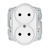 ICON Gniazdo podwójne do ramki bez uziemienia 2x2P (przesłony torów prądowych) biały mat 25IGPR-2p KARLIK