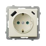 Gniazdo pojedyncze z uziemieniem schuko z ładowarką A+C SONATA ECRU