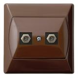 AKCENT Gniazdo antenowe typu F podwójne - kolor brązowy