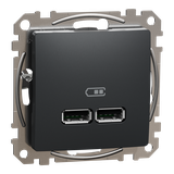 Sedna Design & Elements, gniazdo ładowania USB A+A 2,1A, czarny antracyt