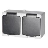 Gniazdo podwójne 2X2P+Z AQUATIC MINI IP54, 16A, 230V AC, biało-czarne OR-OE-7306/WB ORNO