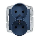 MINI Mechanizm gniazda podwójnego do ramki z uziemieniem 2x(2P+Z) (przesłony torów prądowych) navy b
