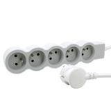 PRZEDŁUŻACZ STANDARD 5X2P+Z, Z PRZEWODEM 3.0 METRA 3X1.5 MM2 - BIAŁY/JASNOSZARY, Legrand