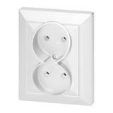 Gniazdo podwójne podtynkowe 2x2P Pearl, 16A, 250V, PT-5 P, biały