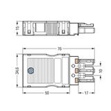 WINSTA gniazdo 3-torowe z obudową odciążającą naciąg czarne
