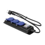 Przedłużacz warsztatowy bryzgoszczelny z wyłącznikiem IP44, 3 gniazda 2P+Z IP44, przewód gumowy, H05