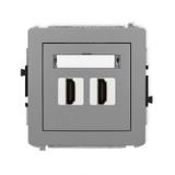 DECO Mechanizm gniazda podwójnego HDMI 2.0 szary mat