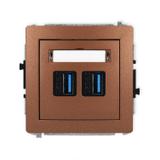 DECO Mechanizm gniazda podwójnego 2xUSB A-A 3.0 brązowy metalik