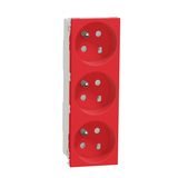 Gniazdo 2x2P+PE 16A (45 stopni) z przesłonami DATA, Nowa Unica, czerwone NU307103 SCHNEIDER