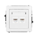 DECO Mechanizm gniazda komputerowego podwójnego 2xRJ45, kat. 5e, 8-stykowy biały