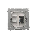 Simon Basic Gniazdo komputerowe RJ45 kategoria 6 pojedyncze z przesłoną przeciwkurzową . Montaż na łapki lub wkręty srebrny mat BM61.01/43 KONTAKT