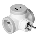 Rozgałęźnik elektryczny 2 gniazda USB + USB-C szybkie ładowanie