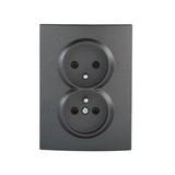 LOGI Gniazdo podwójne kompletne śrubowy Grafit 16A 250V 021261141 25271 KANLUX