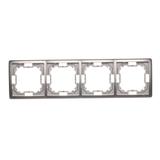 Simon Basic Standard Ramka 4-krotna – uniwersalna poziom i pion stal inox BMR4/21 KONTAKT