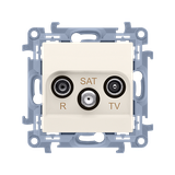 Simon 10 Gniazdo antenowe R-TV-SAT przelotowe 1x wejście: 5 MHz-24 GHz krem