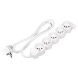 Przedłużacz 5-krotny 1,5m H05VV-F 3x1,5mm2 Imax=16A płaska wtyczka biały