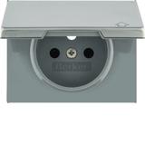 BERKER K.5 Płytka czołowa do gniazda z uziemieniem i pokrywą stal szlachetna nierdzewna 3965777104 H