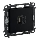 VALENA LIFE - GNIAZDO USB A+C 3A - CZARNE