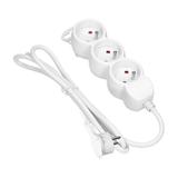 Przedłużacz 3-krotny z uziemieniem 1,5m 3x1,5mm2 Imax=16A płaska wtyczka biały ES-4/W/1,5 ORNO