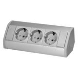 Gniazdo meblowe 3x2P+Z (Schuko), szaro-srebrne