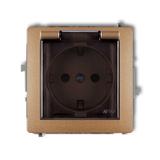 DECO Mechanizm gniazda bryzgoszczelnego z uziemieniem SCHUKO 2P+Z (klapka dymna, przesłony torów prą